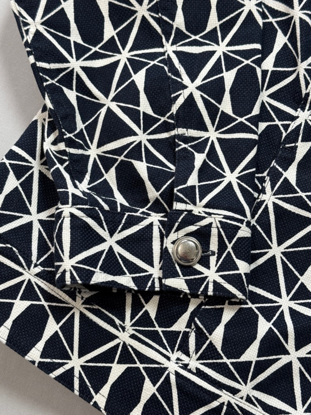 CJ Banks Navy and White Geometric Button Jacket Size 1X - Picture 5 of 9